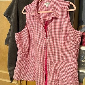 Cute sleeveless top, pink and white gingham
